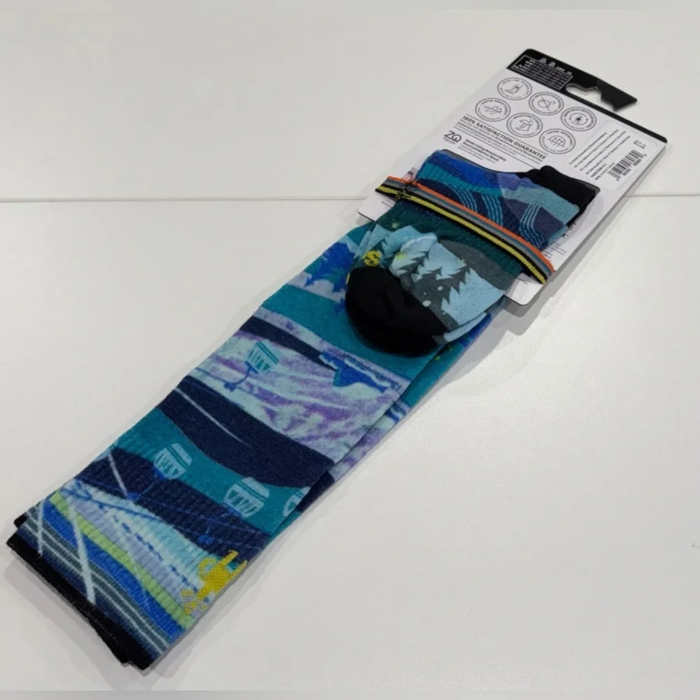 SmartWool Women's Small Ski Zero Cushion Town Print Socks Merino Wool NWT Blue